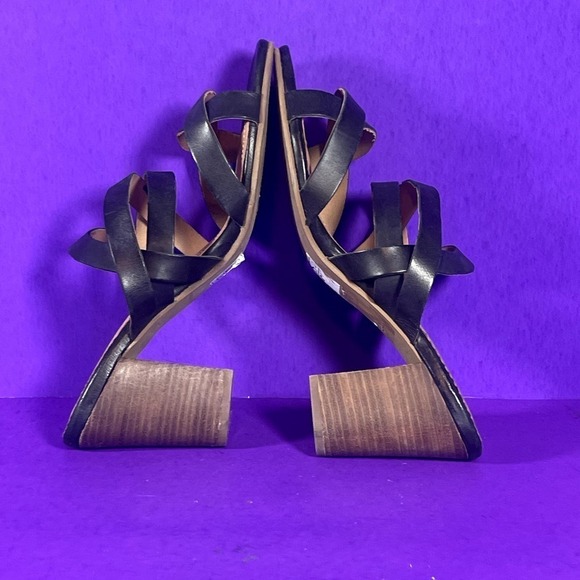 CREVO Petal Block Heel Leather Mule Sandal In Black Women's Shoe Size 9 - Picture 6 of 11